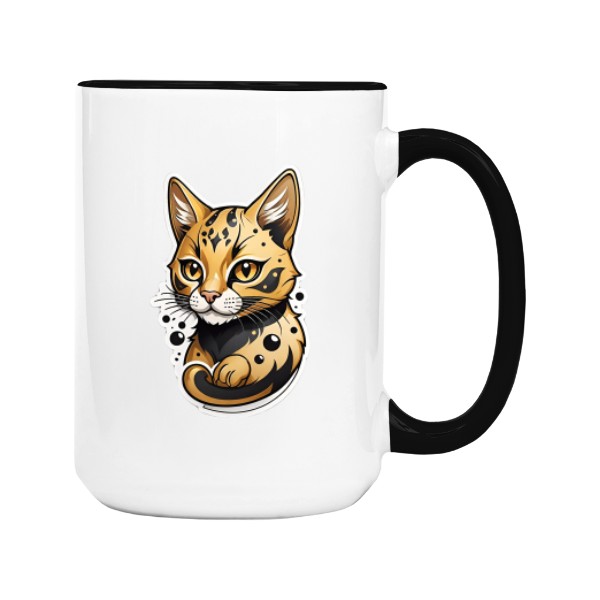 Hrnek velký barevný s potiskem Black bubble cat