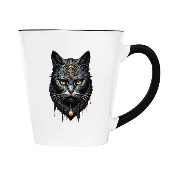 Hrnek kónický barevný s potiskem Cat mystery