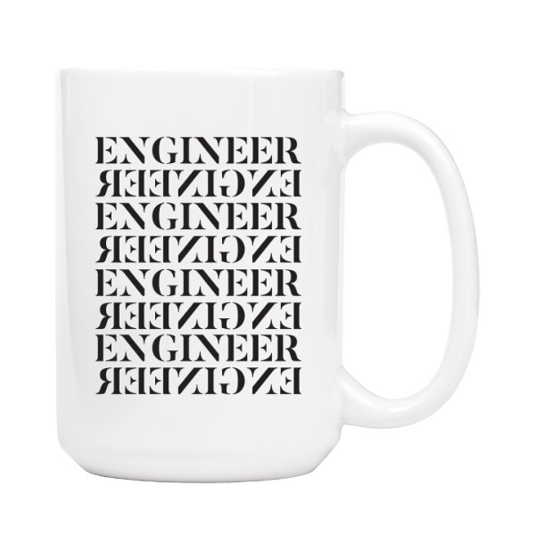 Hrnek velký bílý s potiskem Engineer - designový hrnek
