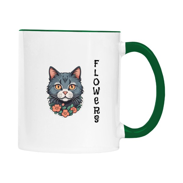 Hrnek malý barevný s potiskem Flowers flower cat