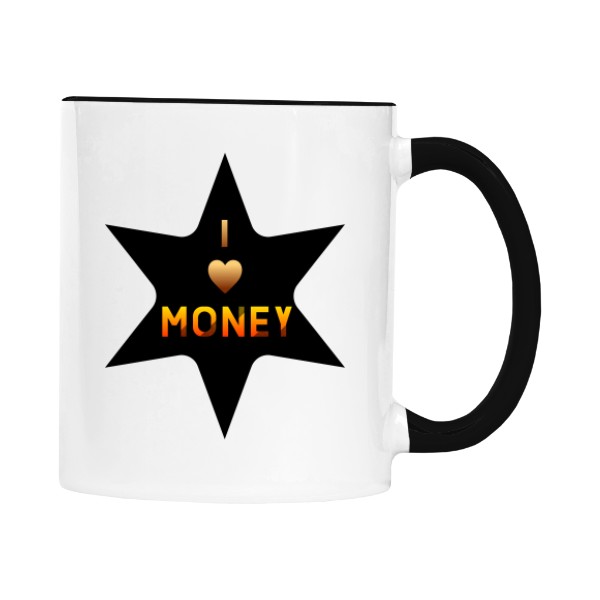 Hrnek malý barevný s potiskem I love money