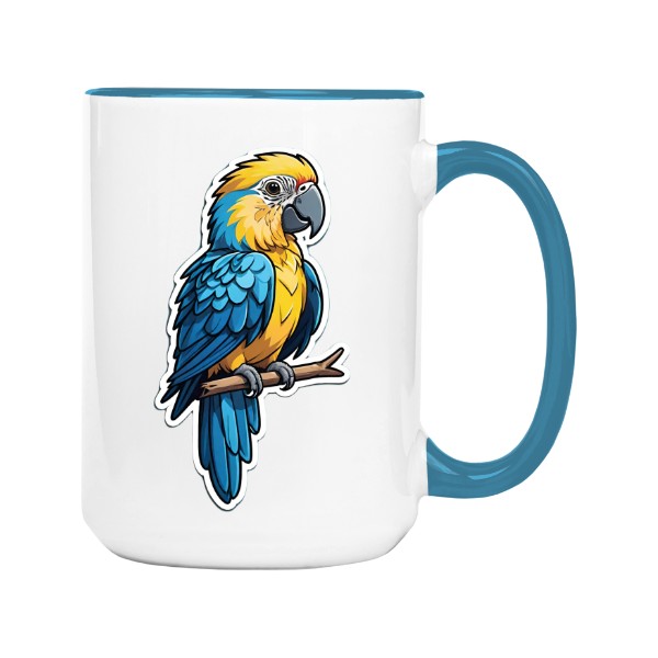 Hrnek velký barevný s potiskem yellow parrot